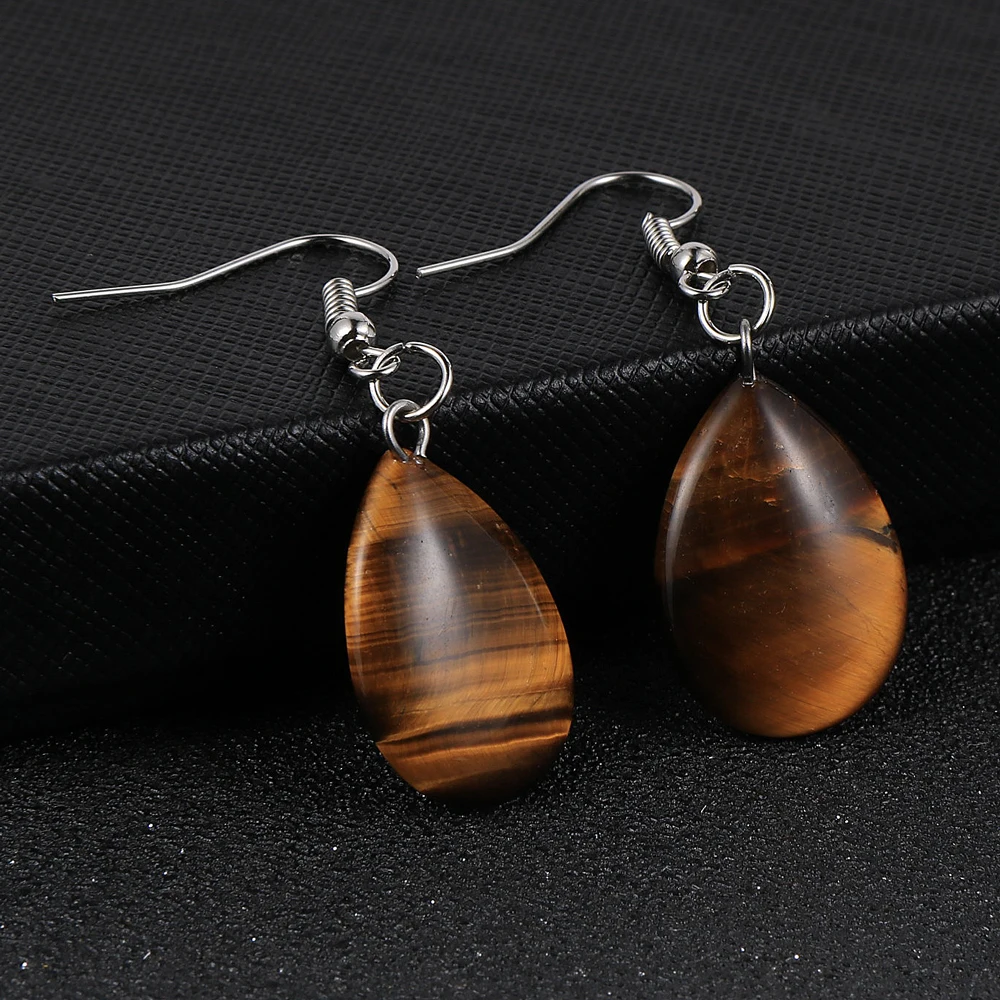 Модные женские серьги-подвески в стиле бохо с каплями воды из натурального камня