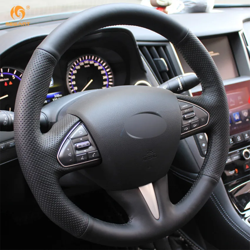MEWANT для Infiniti Q50 2014 2015 QX50 черные чехлы рулевого колеса автомобиля из натуральной