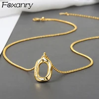 foxanry minimalist 925 stamp trendy necklace new fashion creative o shape geometric pendant wedding bride jewelry gift