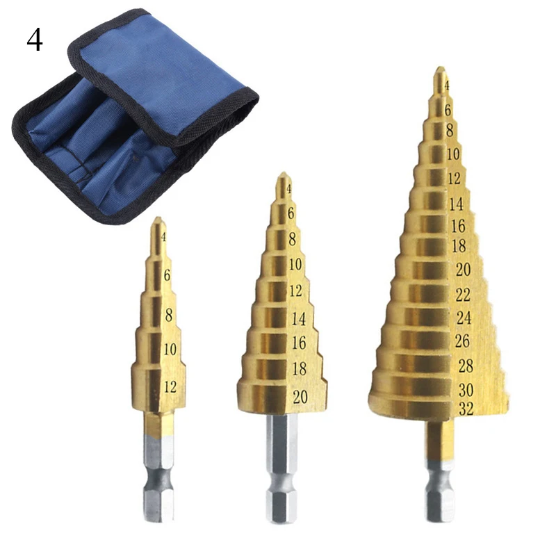

Hss Titanium Step Drills Bit Cone Taper Hex Shank Stainless Steel Drill Bit Metal Hole Cutter Metric Center Drill 4-12/20/32