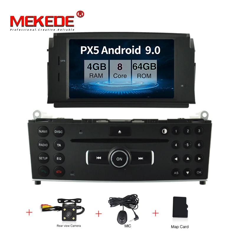add camera PX5 android 9,0 4 Гб+ 64 Гб автомобильное радио gps навигация для Mercedes Benz C200 C180 W204 2007-2010 с wifi BT carplay USB navi - Цвет: add camera