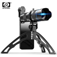 apexel 20x 40x adjustable zoom telescope lens phone camera telephoto mobile lens kit 2in1 monocularselfie tripod with remote
