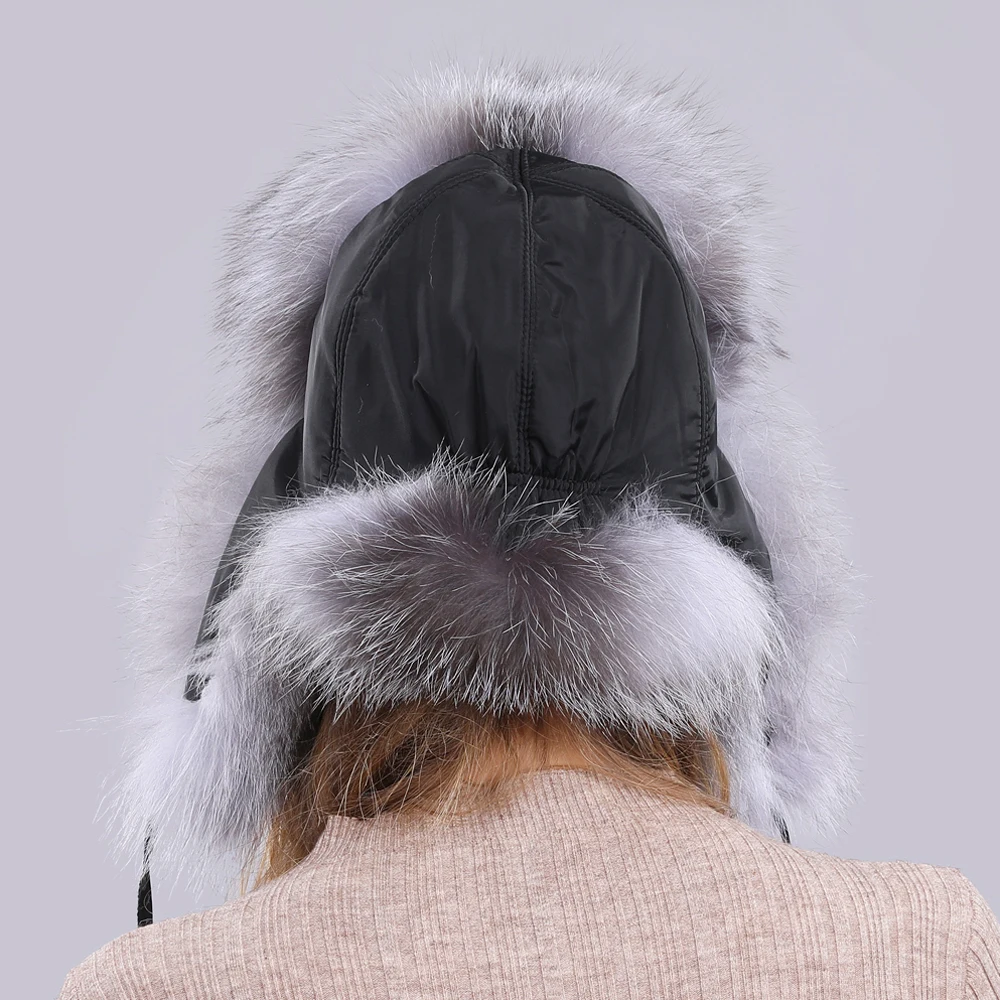 Женская уличная шапка ушанка из натурального меха лисы Русская Шапка зимняя