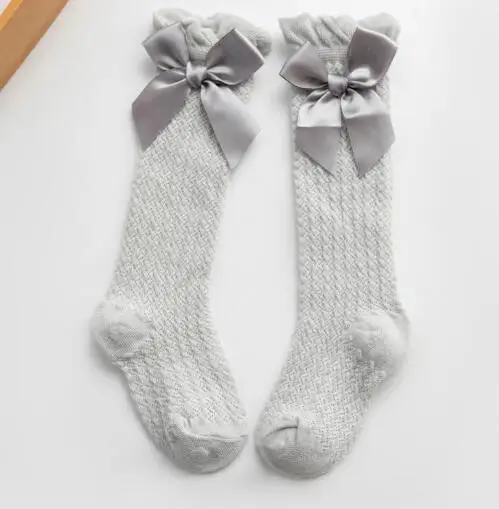 Calcetines de malla con lazo para ni&ntilde;os y beb&eacute;s, medias finas antimosquitos, de rayas verticales, princesa gir-4