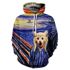 Новинка худи с рисунком кота Ван Гога 3d свитер МужскаяЖенская осенне-зимняя куртка с капюшоном забавная мужская Толстовка