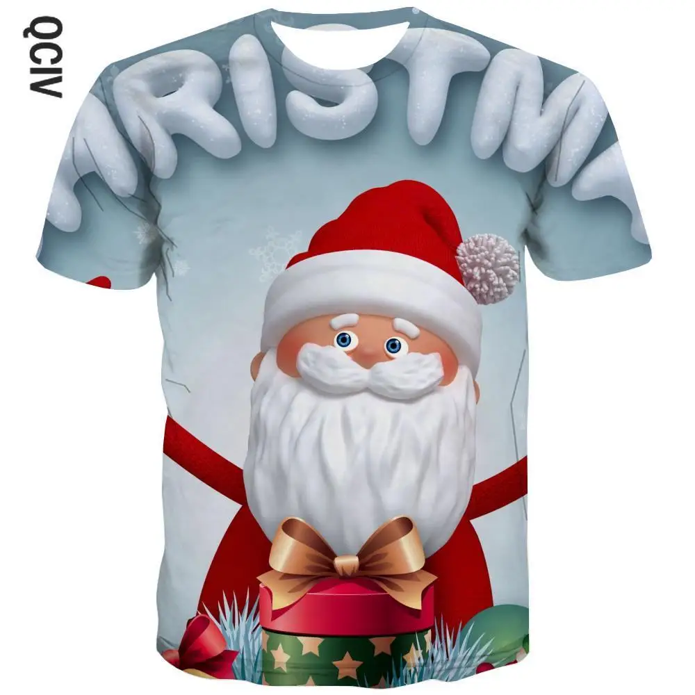 

QCIV Christmas t shirt kids Santa Claus T-shirts 3d Snowflake Tshirt Printed Gift Tshirts Casual Short Sleeve summer Fashion