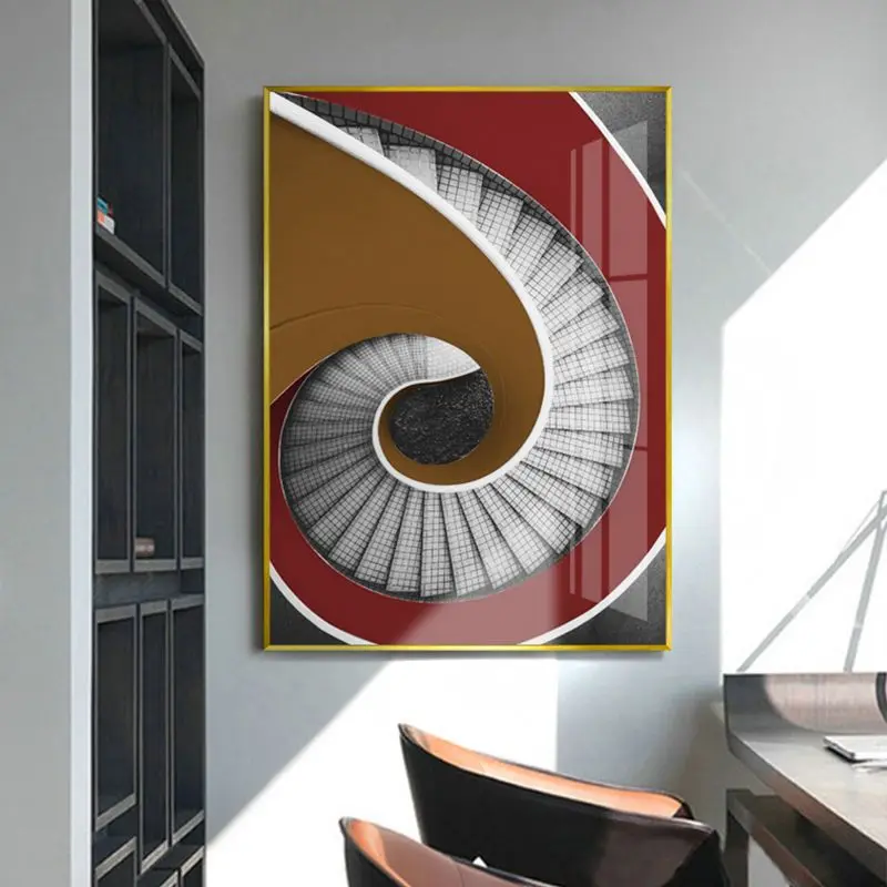 

Abstract Spiral Stair Vortex Inception Canvas Painting Fashion Retro Poster n Print For Living room Aisle Entrance Unique Decor