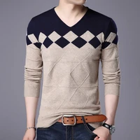 cashmere wool sweater men 2020 autumn winter slim fit pullovers men argyle pattern v neck pull homme christmas sweaters