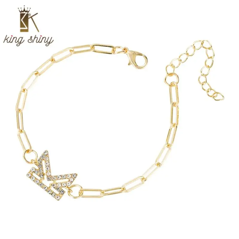 

Exquisite Punk Style Letter K Pendant Bracelet for Lovers Elegant Sparkly Rhinestone Alphabet Name Bracelet Lovers Birthday Gift