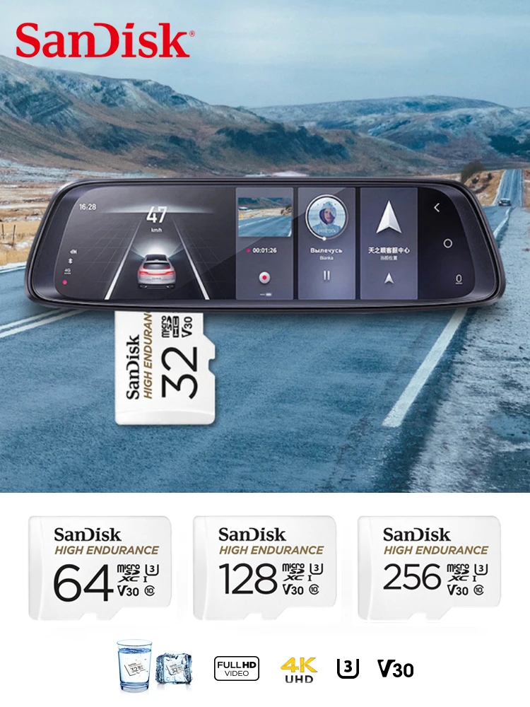 Карта памяти SanDisk microSD высокой прочности 128 ГБ 256 ГБ microSDXC cartao de memoria 64 Гб 32 Гб microSDHC C10 V30 U3 4K