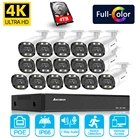 Система видеонаблюдения H.265, наружная камера безопасности, 16 каналов, POE, 8 Мп, NVR, 4K, двусторонняя аудиосвязь, Набор цилиндрических IP-камер