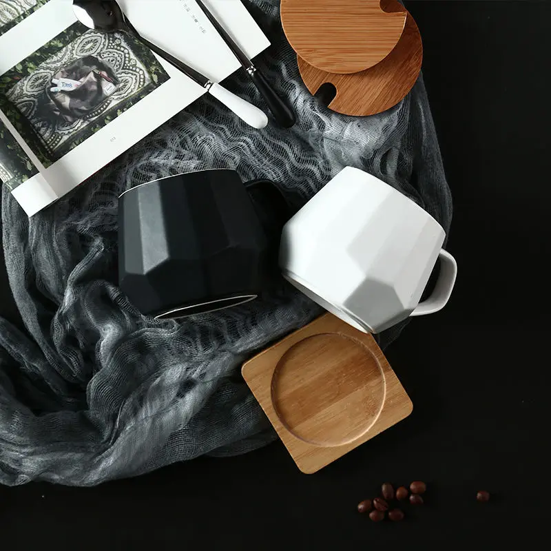 Керамическая чашка в скандинавском стиле простая керамическая с крышкой и