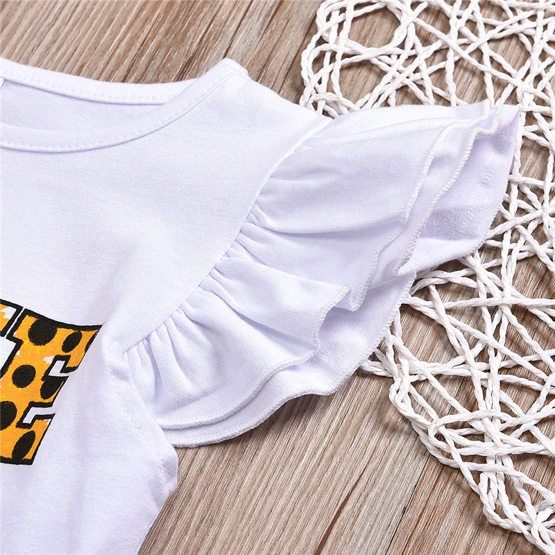 

Summer Fashion Kid Girls Outfits Leopard Printed Sleeveless T-Shirt+Shorts Children Clothing Cotton Toddler Girl Clothes Set