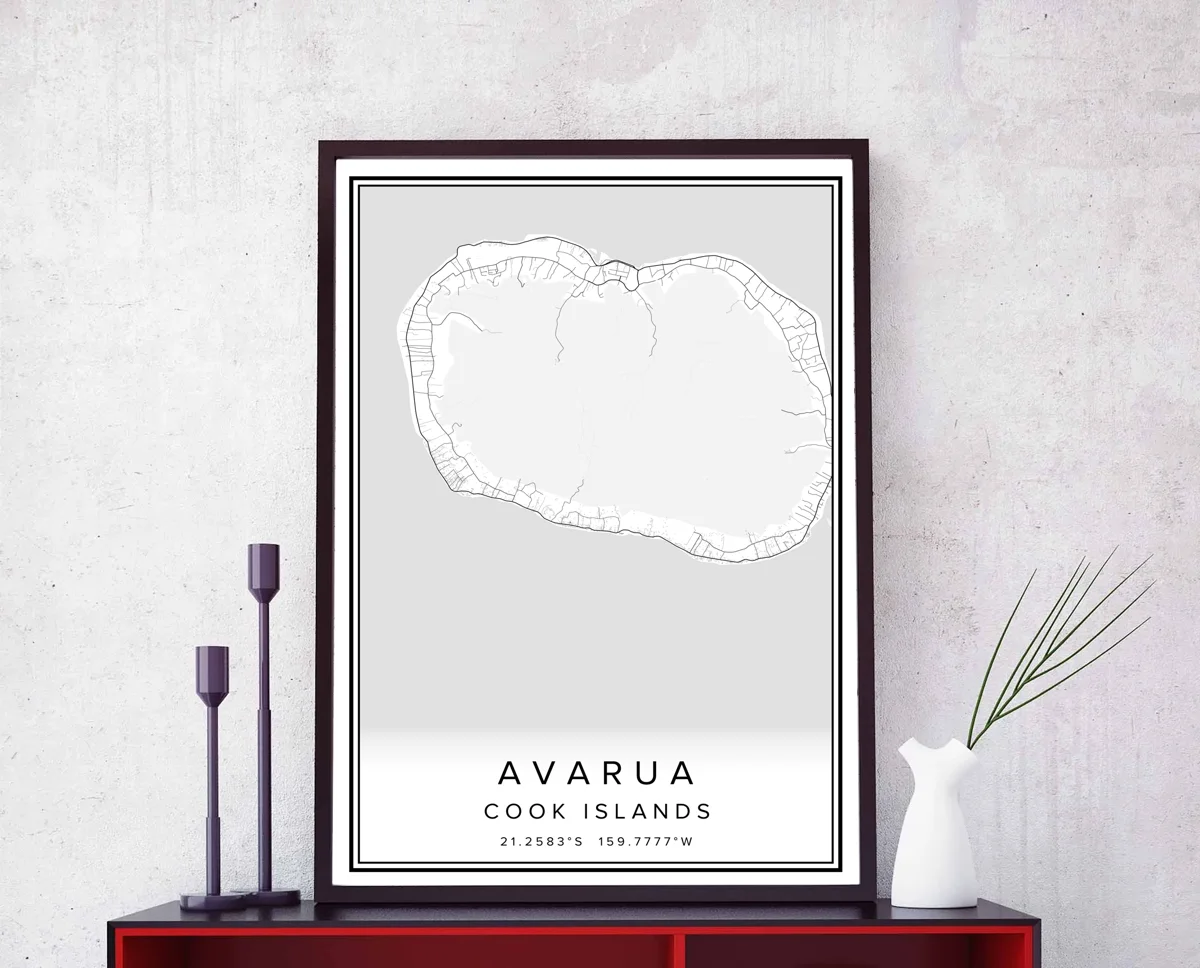 AVARUA of Cook Islands city map print poster canvas wall art |