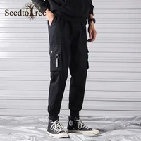 solid color mens casual pants s 5xl large size overalls small feet ankle length trousers big pocket cargo pants