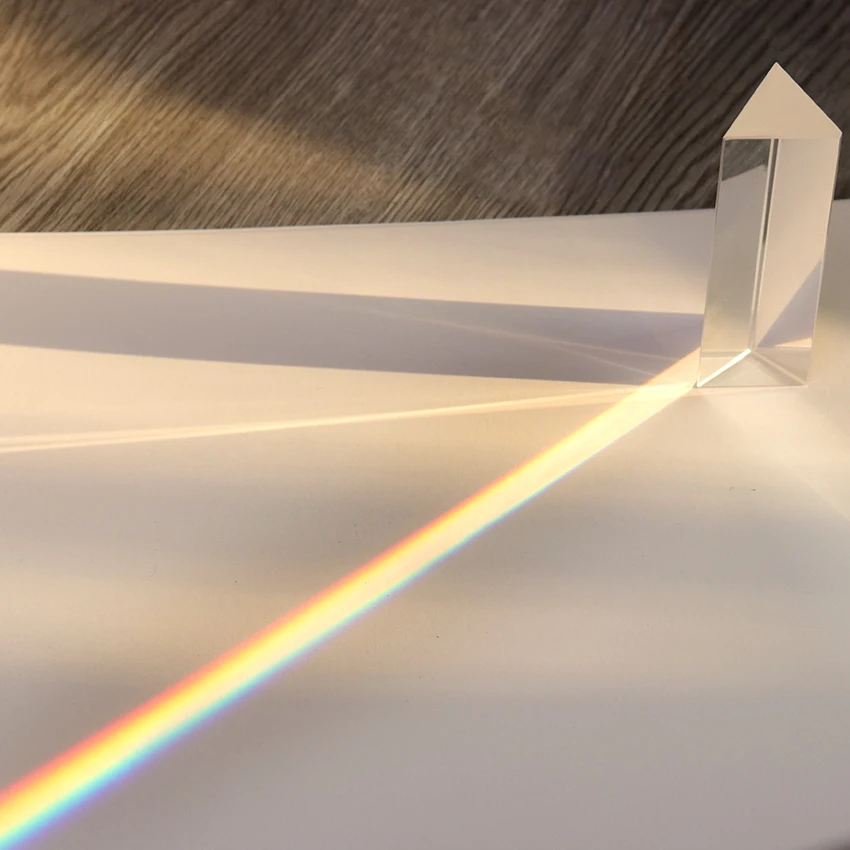 1PC prisma Triangular óptico prismas de vidrio enseñanza de la física refractada del espectro de luz arco iris de equipos de enseñanza 25x25x80mm