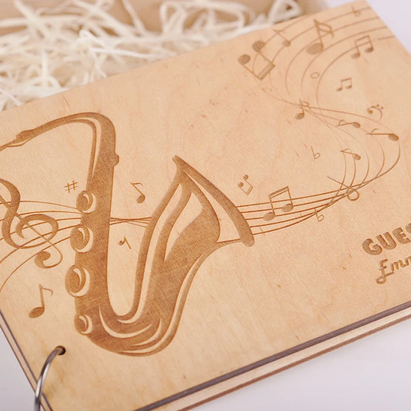 Музыкальная деревянная Свадебная Гостевая книга персонализированная на заказ