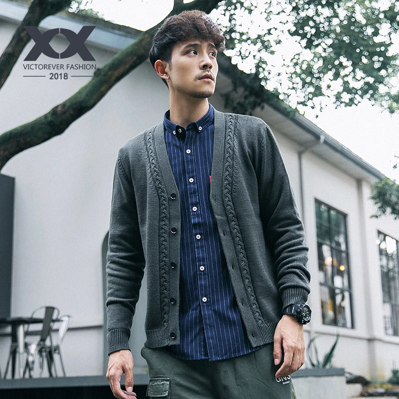 Японский вязаный кардиган Мужская одежда толстый трендовый ретро свитер мужская