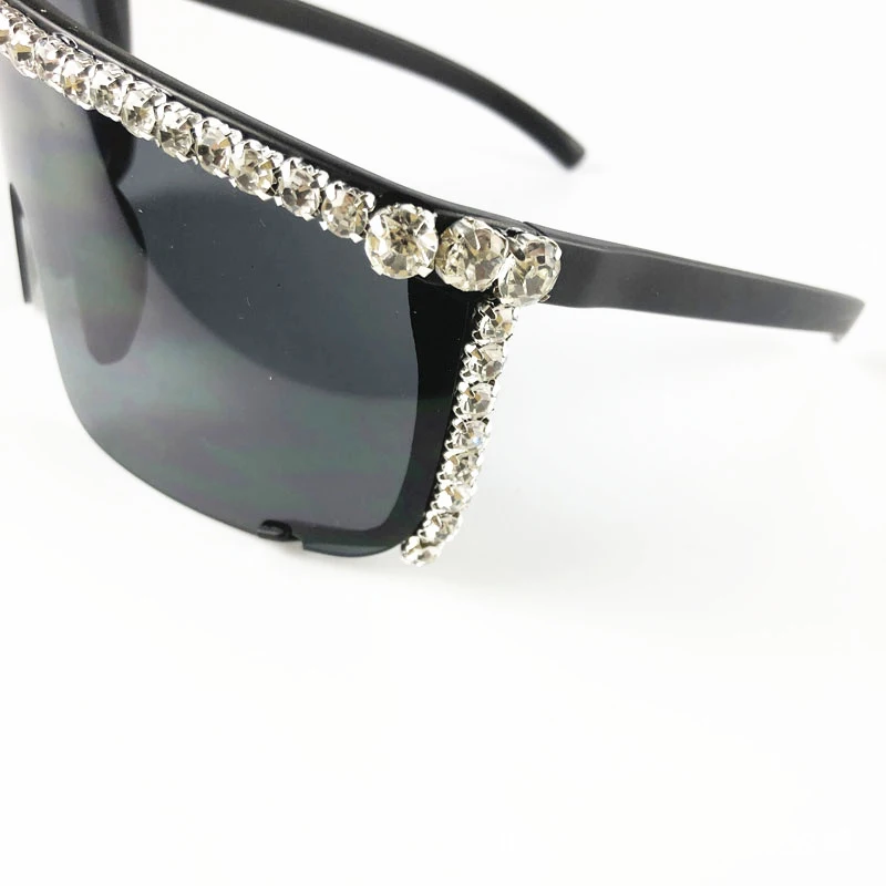 Алмазный негабаритные солнцезащитные очки для женщин Элитный бренд с украшением