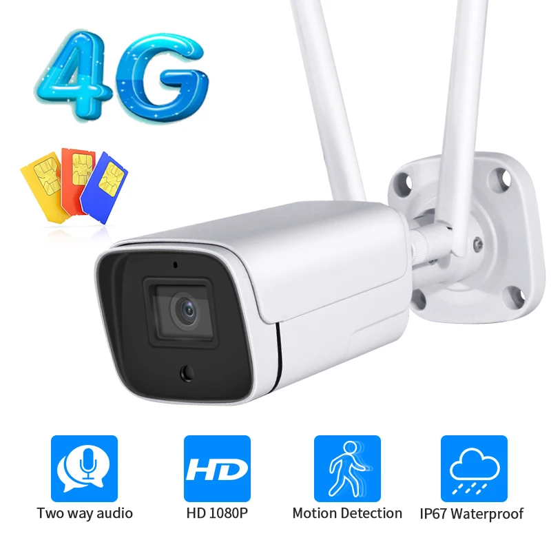 Наружная металлическая IP-камера 1080P FHD Wi-Fi 4G версия сим-карта видеонаблюдение