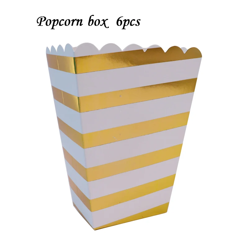 6pcs 6 шт. желтая коробка для попкорна, украшения для дня рождения, вечерние принадлежности для дня рождения, Рождества, свадебной вечеринки, украшения для детей - Цвет: 6pcs