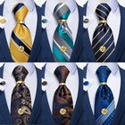 Новый дизайн галстуков для мужчин роскошный золотой галстук деловой формальный Набор платков и галстуков подарок для мужчин Свадебный галстук DiBanGu