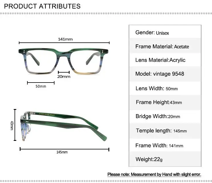 

Retro Acetate Square Glasses Frame Men Prescription Lens Optical Eyewear Anti-reflective Presbyopia Reading Eyeglases Women