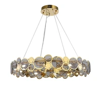 led postmodern glass iron gold round chandelier lighting lustre suspension luminaire lampen for dinning room