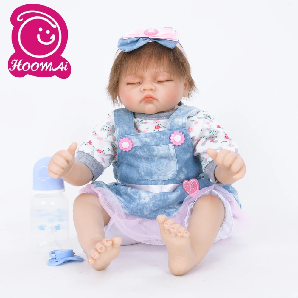 

18" 45CM Lifelike Reborn Babies Dolls Cloth Body Lovely Now Realistic Bebe Reborn Baby Doll With Closed Eyes Kid Birthday Gifts