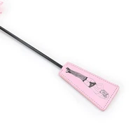 68ud leather print riding crop paddle pink feather horse whip flogger with gold bell restraint fetish adult couples sex game