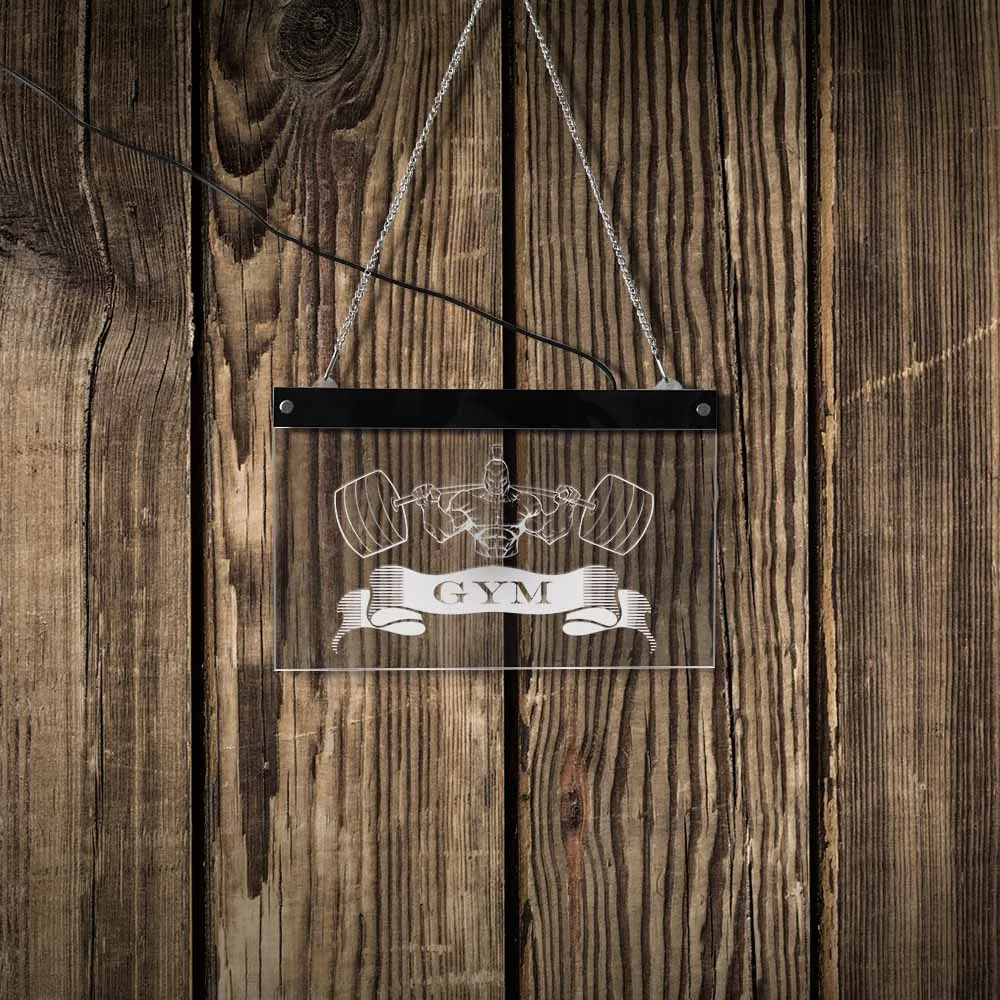 Пользовательские дома тренажерный зал знак освещение Настенный декор