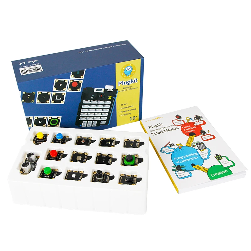 Yahboom Plugkit Connected Sensor Kit Compatible With UNO For Scratch 3.0 Programming APP Control the robot DIY Electronic Kit enlarge