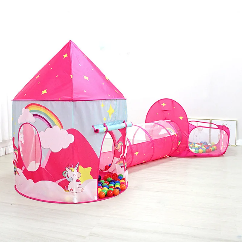 Детская палатка 3 шт. домик для игр с единорогом портативная складная девочек