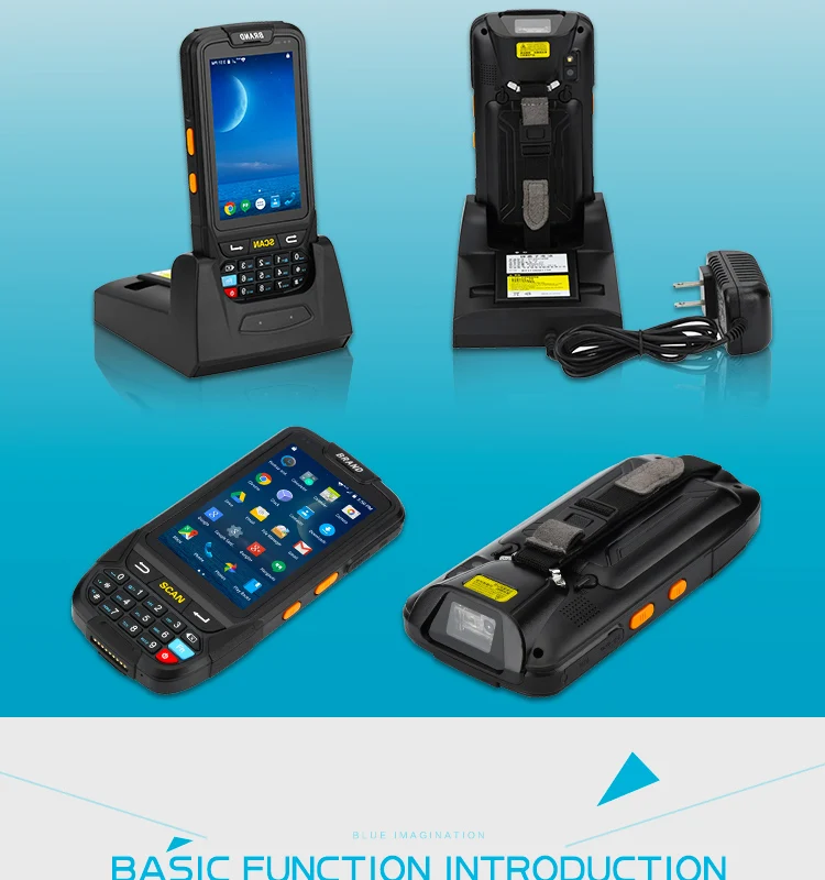 Android 7,0 Ручной терминал сбора данных с 1D Wifi BT 4G gps PDA(1D камера Колыбель батареи