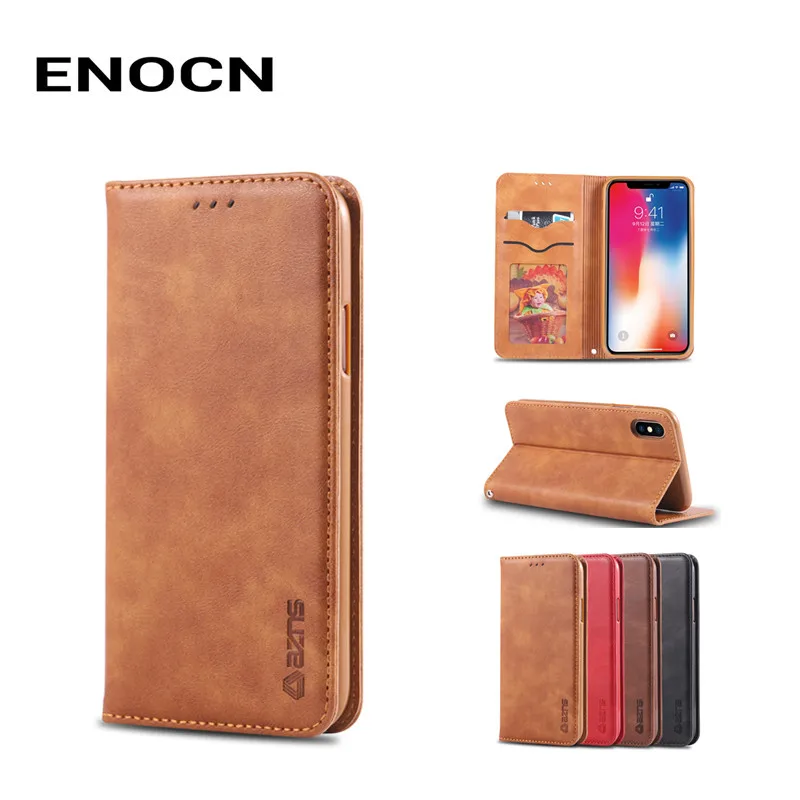 

Магнитный флип-чехол для iphone X, чехол для iphone XS, кожаный кошелек с отделениями для карт, Роскошный складной чехол для телефона в стиле ретро