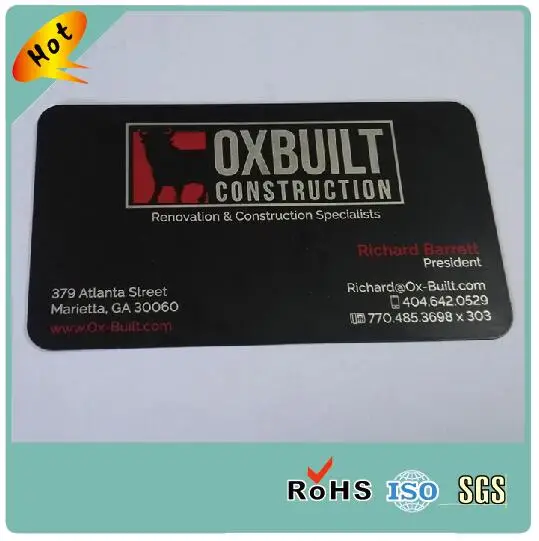 High Quality Fashion Stainless Steel Metal Visit Card Custom Black Metal Business Cards
