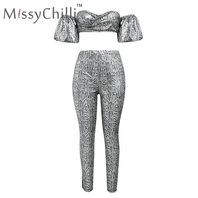 Женский костюм двойка с принтом в виде змеиной кожи| |