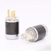 high quality pair carbon fiber gold plated us ac male plug hifi female power connector diy ac power cable