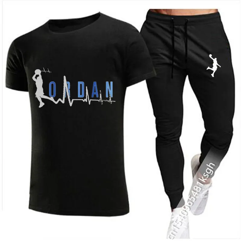 

2021 Hot Men Casual Tracksuit Summer Clothes Sportswear Two Piece Set T Shirt Brand Track Clothing Male Sweatsuit Sports Suits