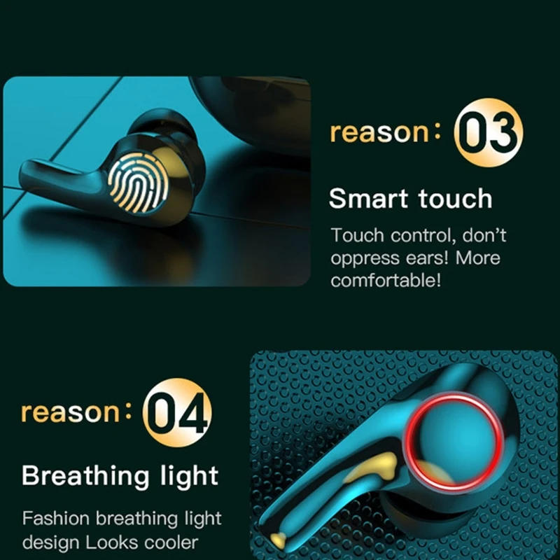 

Touch Control Wireless Headphones TWS Bluetooth Earphones with Microphones for Phone Sports Waterproof Music Headsets