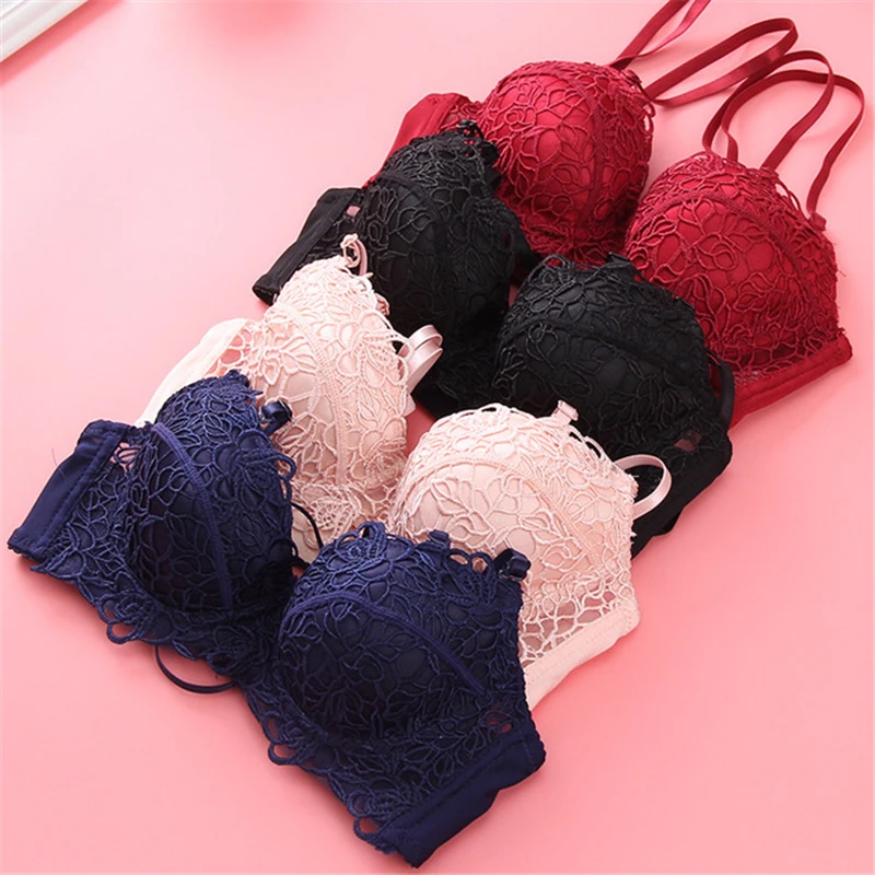 Тонкий бюстгальтер с двойными бретелями кружевной женское белье размера плюс