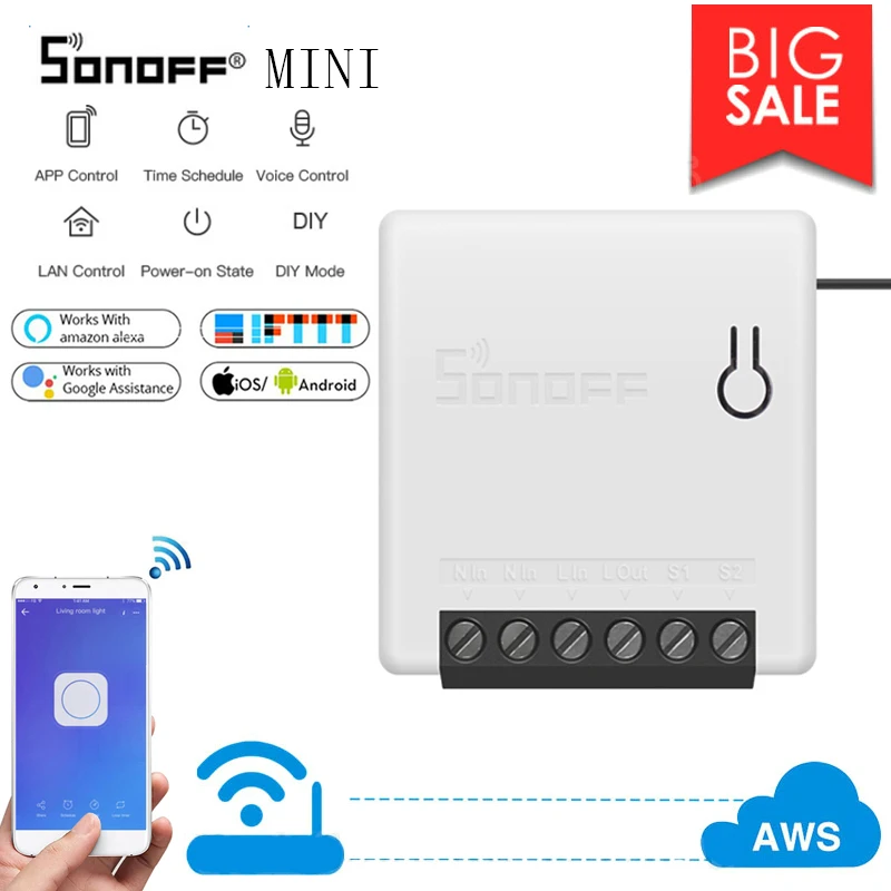 Интеллектуальный выключатель света Sonoff MINIR2 DIY умный переключатель маленькое