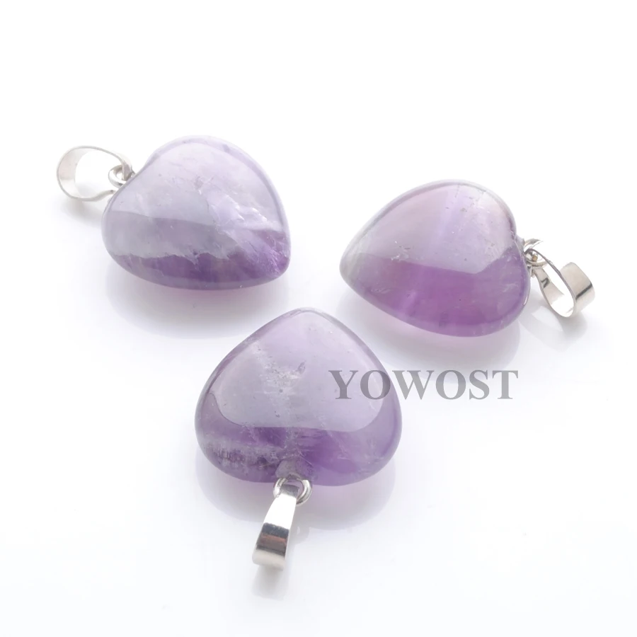 Оптовая продажа 20 шт./лот Ассорти Сердце натуральный камень аметист Подвески