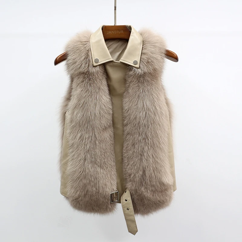 Меховой жилет из лисьего меха зимний модный меховой натуральной кожи для женщин |