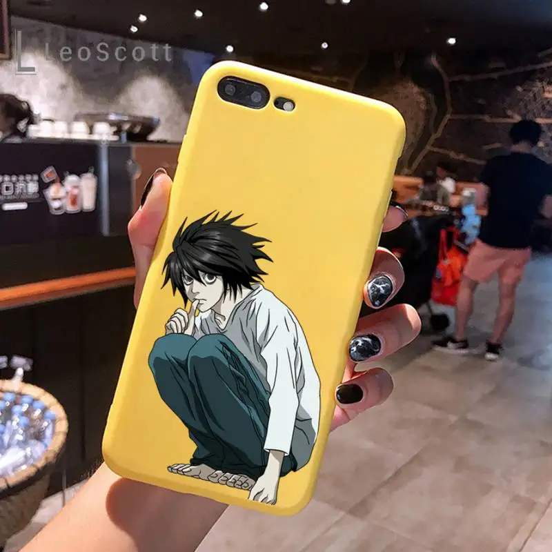 

Death Note Ryuk kira Phone Case Yellow Candy Color for iPhone 6 7 8 11 12 s mini pro X XS XR MAX Plus