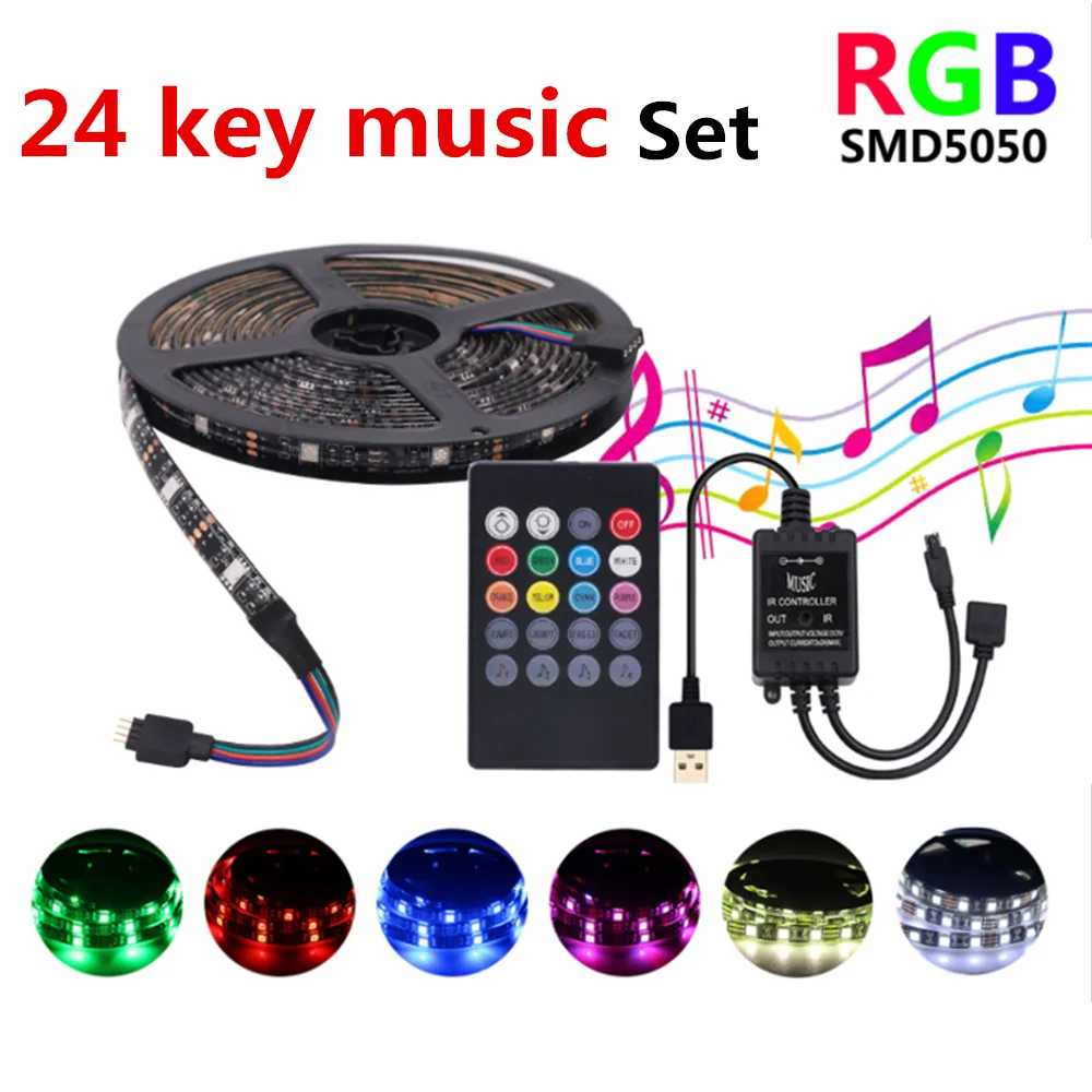 RGB waterproof Bluetooth tv backlight led strip 5v usb light 5050 SMD neon sign lights for room lighting leds 24Key / 44Key | Освещение