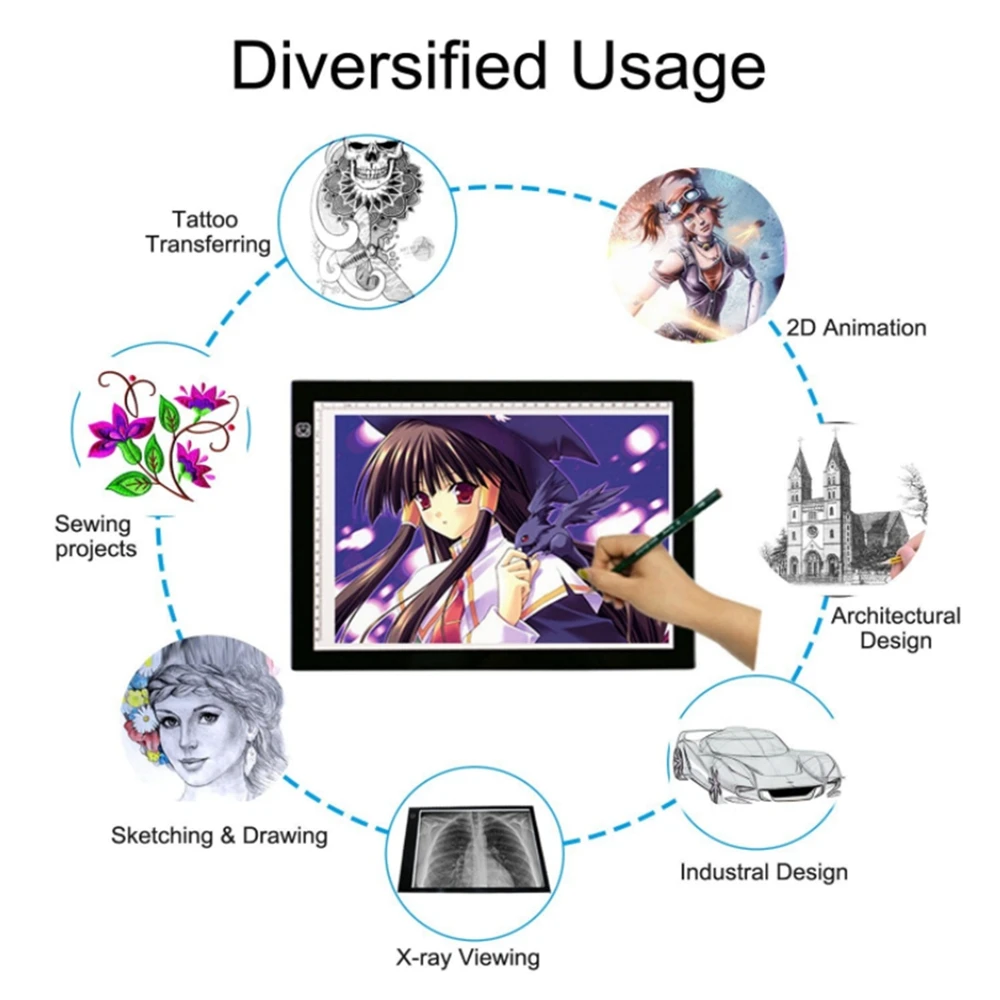 Доска для рисования со светодиодной подсветкой 3 уровня с регулируемой яркостью |