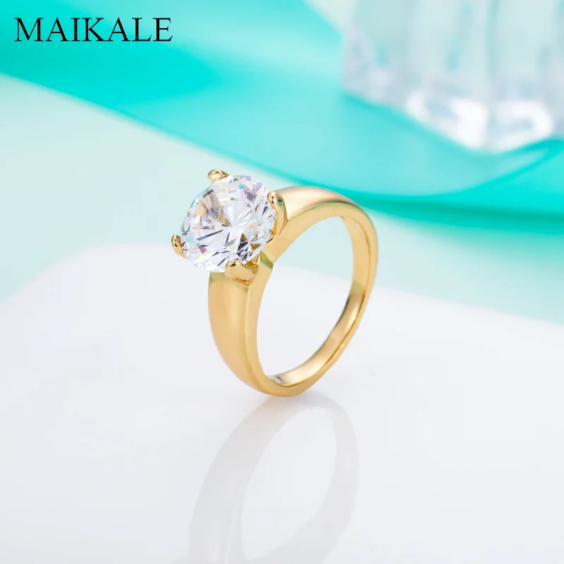 

MAIKALE Original Round Rings/Copper/High Quality Plated Gold Silver Rings For Women Korean Fashion Jewlery wholesale bulk 2021