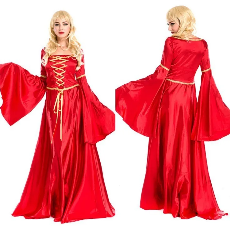 

High-quality Adult Historical Themed Noble Lion Queen Women's Halloween Cosplay Costume Bright Red Fancy Dress for adult