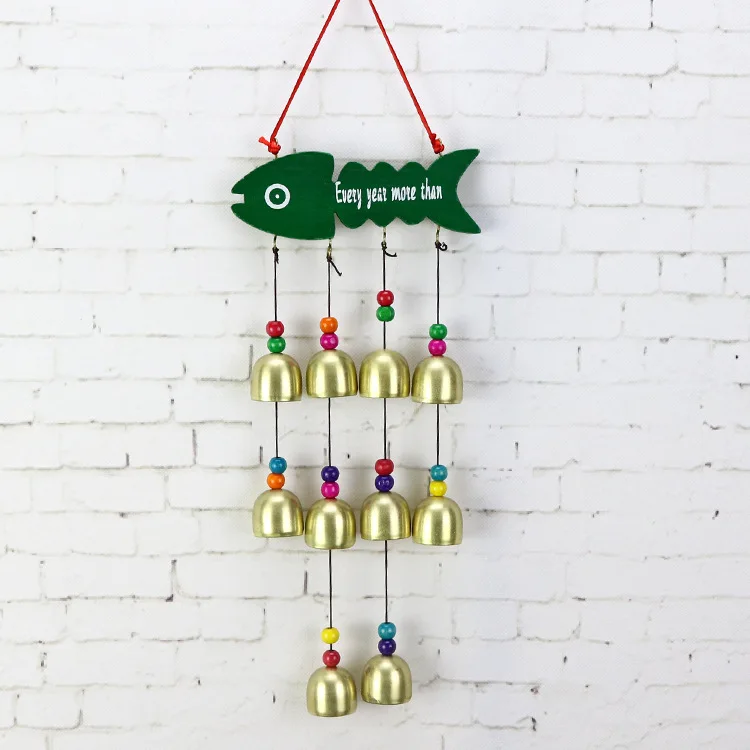 Деревянные кости рыбы счастливого дня колокольчики украшения творческие двери и